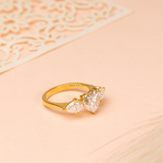 Heart 2.33tcw Lab Diamond Engagement Ring | Ethical 3-Stone | IGI | Custom Gold Setting |