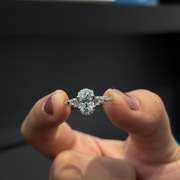 1.59tcw Oval Lab Grown Diamond Halo Design With Shank Band Engagement Ring  | IGI Certified |
