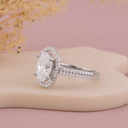 3.10 CT Oval Moissanite Diamond Engagement Ring, Double Shank Band Ring, Anniversary Gift For Her