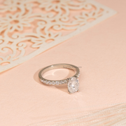 2.00tcw  Oval Lab Grown Diamond Engagement Ring | 4 Claw & Hidden Halo & Pave Setting | IGI Certified