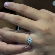 0.65tcw Pear and Marquise Moissanite  Diamond Ring, Nature Inspired Moissanite Ring, Proposal Gift For Her