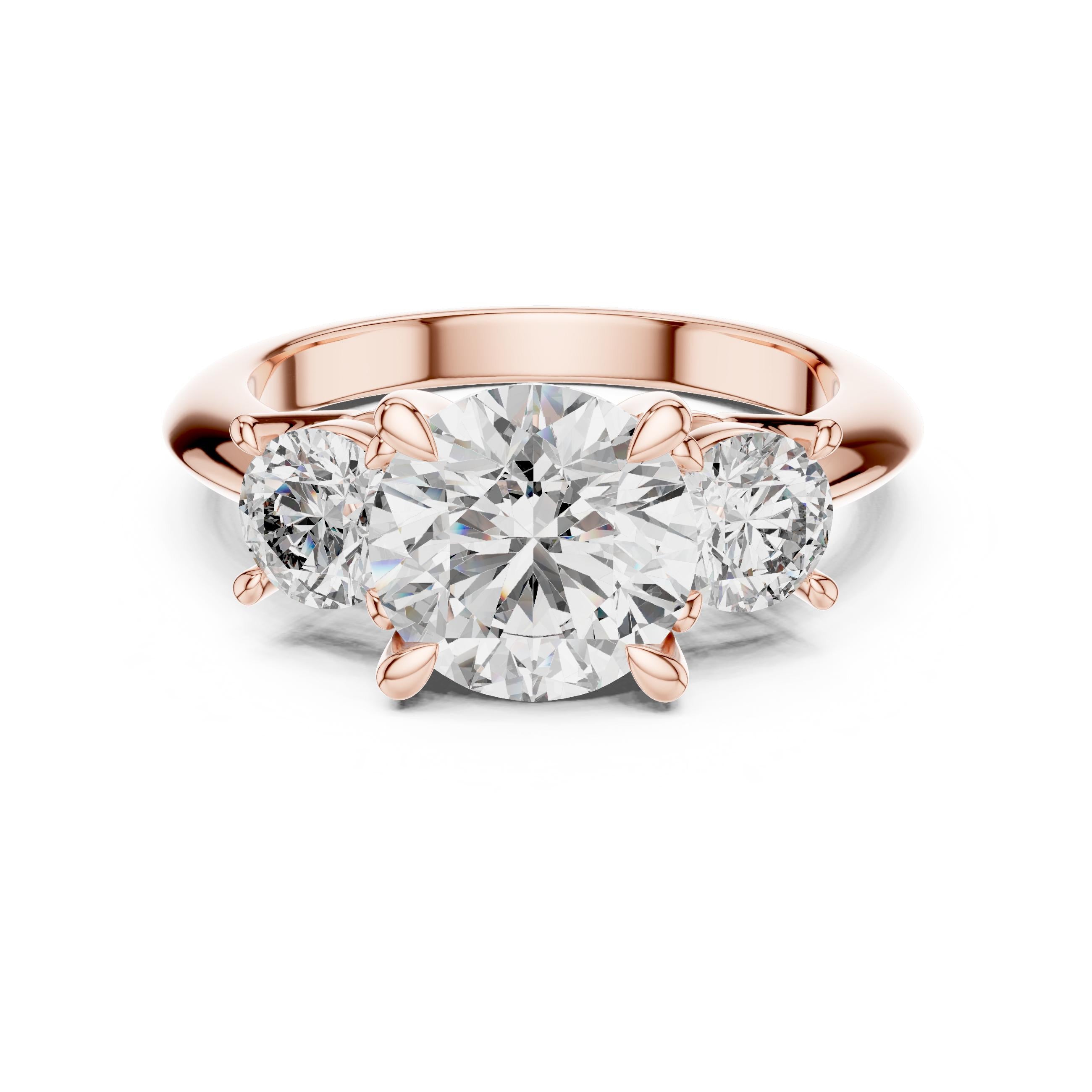 Round 3.50tcw Lab Diamond Three Stone Engagement Ring | IGI Certified D-E-F VVS-VS
