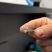 1.59tcw Oval Lab Grown Diamond Halo Design With Shank Band Engagement Ring  | IGI Certified |