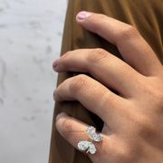 2.20tcw Pear Moissanite Diamond Engagement Ring, Open Adjustable Band, Anniversary Gift For Her