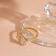 Oval 2.90tcw Lab Diamond Engagement Ring | Ethical 3-Stone | D-E-F, VVS-VS Clarity | IGI | Custom Gold |