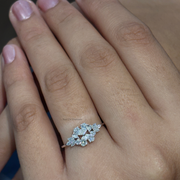 0.65tcw Pear and Marquise Moissanite  Diamond Ring, Nature Inspired Moissanite Ring, Proposal Gift For Her