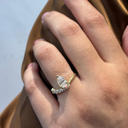 1.50 CT Pear Moissanite Diamond Engagement Ring, Trendy Style Diamond Ring.