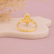 Marquise Rose Cut Moissanite Diamond Wedding Ring, Side Accent Diamond Bridal Ring, Promise Ring For Her