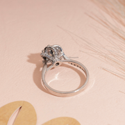 Round Lab Diamond Cathedral Flower set Engagement Ring | D-E-F VVS–VS | IGI Certified|