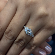 1.90 CT Cushion Square Moissanite Diamond Engagement Ring, Floral Style Diamond Ring.