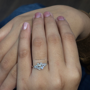 0.65tcw Pear and Marquise Moissanite  Diamond Ring, Nature Inspired Moissanite Ring, Proposal Gift For Her