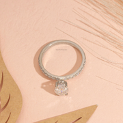 2.00tcw  Oval Lab Grown Diamond Engagement Ring | 4 Claw & Hidden Halo & Pave Setting | IGI Certified