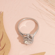 Round Lab Diamond Cathedral Flower set Engagement Ring | D-E-F VVS–VS | IGI Certified|
