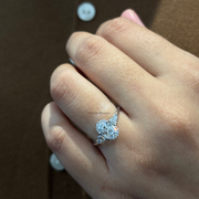 1.59tcw Oval Lab Grown Diamond Halo Design With Shank Band Engagement Ring  | IGI Certified |