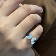 2.20tcw Pear Moissanite Diamond Engagement Ring, Open Adjustable Band, Anniversary Gift For Her