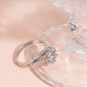 Round Lab Diamond Cathedral Flower set Engagement Ring | D-E-F VVS–VS | IGI Certified|