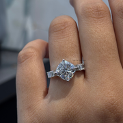 4.00 CT Cushion Square Moissanite Diamond Engagement Ring, Elegent Bridal Diamond Ring.