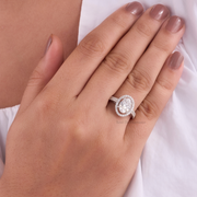 3.10 CT Oval Moissanite Diamond Engagement Ring, Double Shank Band Ring, Anniversary Gift For Her