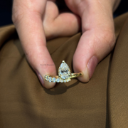 1.50 CT Pear Moissanite Diamond Engagement Ring, Trendy Style Diamond Ring.