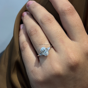 1.59tcw Oval Lab Grown Diamond Halo Design With Shank Band Engagement Ring  | IGI Certified |