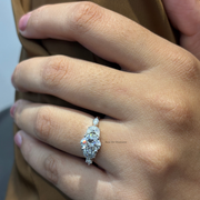 1.90 CT Cushion Square Moissanite Diamond Engagement Ring, Floral Style Diamond Ring.