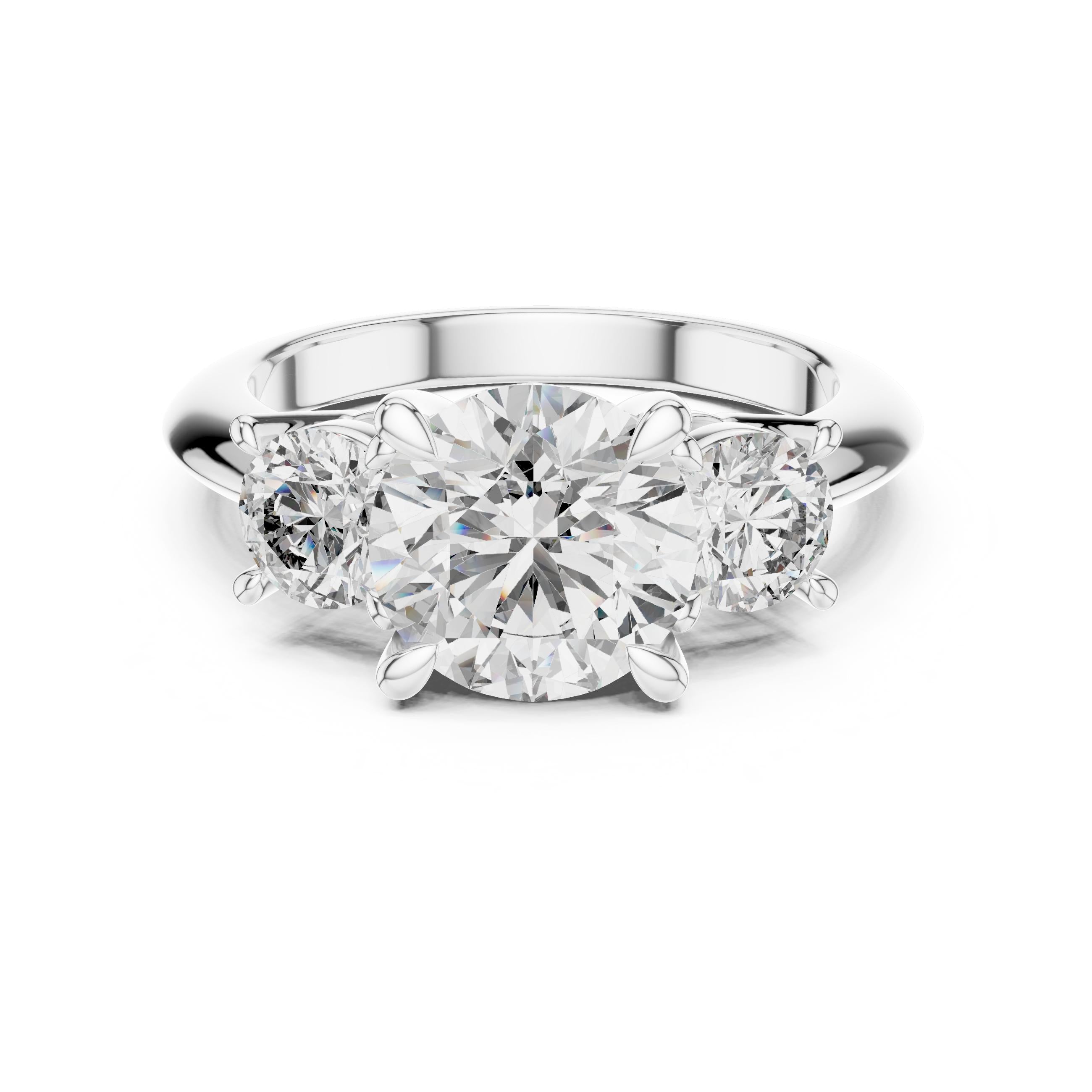 Round 3.50tcw Lab Diamond Three Stone Engagement Ring | IGI Certified D-E-F VVS-VS