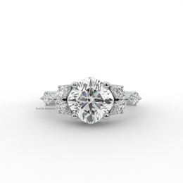 1.90 CT Cushion Square Moissanite Diamond Engagement Ring, Floral Style Diamond Ring.