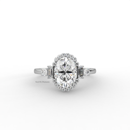1.40 CT Oval Moissanite Diamond Engagement Ring, Vintage Moissanite Diamond Ring.