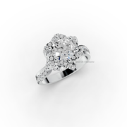 Round Lab Diamond Cathedral Flower set Engagement Ring | D-E-F VVS–VS | IGI Certified|