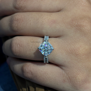 4.00 CT Cushion Square Moissanite Diamond Engagement Ring, Elegent Bridal Diamond Ring.