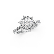 2.18tcw Round Lab Diamond Halo Engagement Ring | Vintage Gold | IGI Certified
