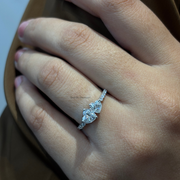 1.30 CT Heart Moissanite Diamond Engagement Ring, Toi Et Moi Diamond Ring, M