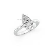 1.00ct Pear Lab Grown Diamond Solitaire Ring | D-E-F, VVS-VS Clarity | IGI Certified | Custom Gold