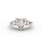 Heart 2.33tcw Lab Diamond Engagement Ring | Ethical 3-Stone | IGI | Custom Gold Setting |