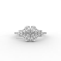0.65tcw Pear and Marquise Moissanite  Diamond Ring, Nature Inspired Moissanite Ring, Proposal Gift For Her