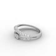 Emerald Moissanite Diamond And 0.15 CT Oval Moissanite Diamond Engagement Ring, Elegant Double Band Modern Diamond Ring.