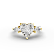 Heart 2.33tcw Lab Diamond Engagement Ring | Ethical 3-Stone | IGI | Custom Gold Setting |