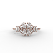 0.65tcw Pear and Marquise Moissanite  Diamond Ring, Nature Inspired Moissanite Ring, Proposal Gift For Her