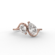1.20 CT Pear Moissanite Diamond Engagement Ring, Toi Et Moi Style Moissanite Diamond Ring