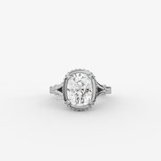 3.00 CT Cushion Moissanite Diamond Engagement Ring, Split Shank Hidden Halo Moissanite Diamond Ring