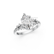 2.16tct Pear Lab Diamond 5-Claw Solitaire Ring with Accent Stones | IGI Certified| D-E-F VVS–VS Clarity|