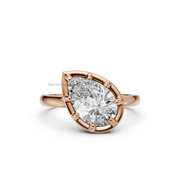 2.00ct Pear Lab Diamond Iconic 8-Claw Bezel Solitaire Engagement Ring | IGI Certified | Custom Gold |