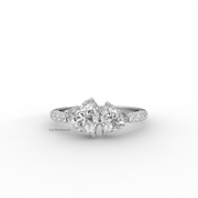 1.30 CT Heart Moissanite Diamond Engagement Ring, Toi Et Moi Diamond Ring, M