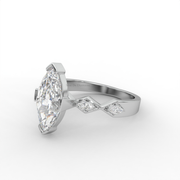1.75 CT Marquise Moissanite Diamond Engagement Ring, Sparkling Accent Diamond Ring.