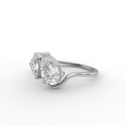 1.20 CT Pear Moissanite Diamond Engagement Ring, Toi Et Moi Style Moissanite Diamond Ring