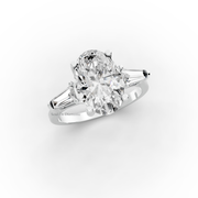 Oval 2.90tcw Lab Diamond Engagement Ring | Ethical 3-Stone | D-E-F, VVS-VS Clarity | IGI | Custom Gold |