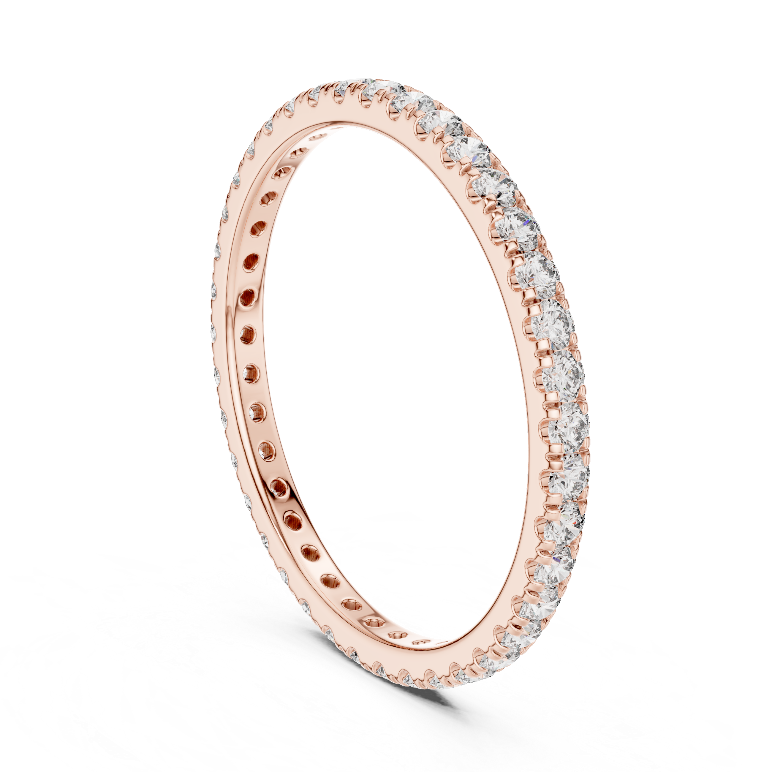 Round Lab Grown Diamond , French Pave Eternity Band , EF Color , VS Clarity , IGI Certificate