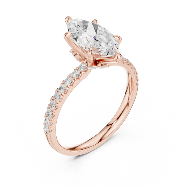 1.90tcw Marquise Lab Grown Diamond Hidden Halo Engagement Ring | IGI Certified | Ethical & Custom