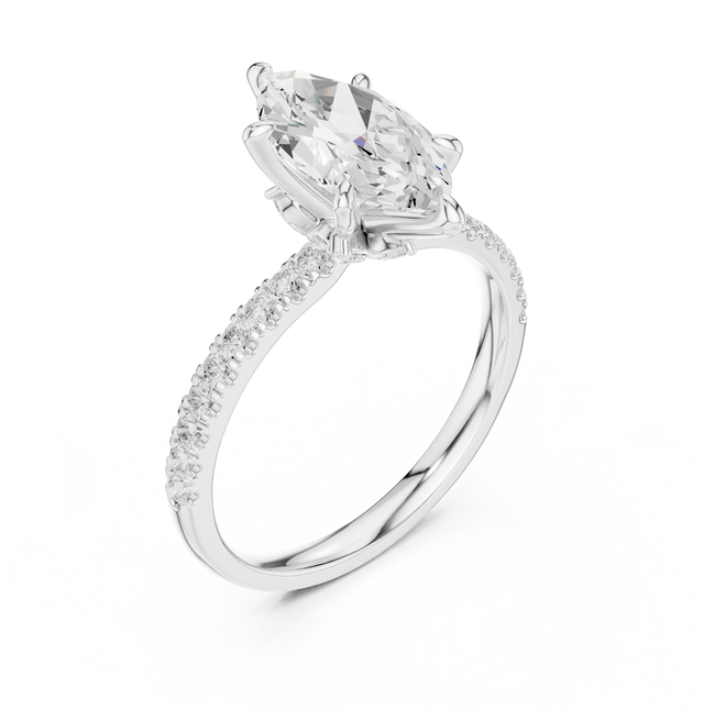 1.90tcw Marquise Lab Grown Diamond Hidden Halo Engagement Ring | IGI Certified | Ethical & Custom