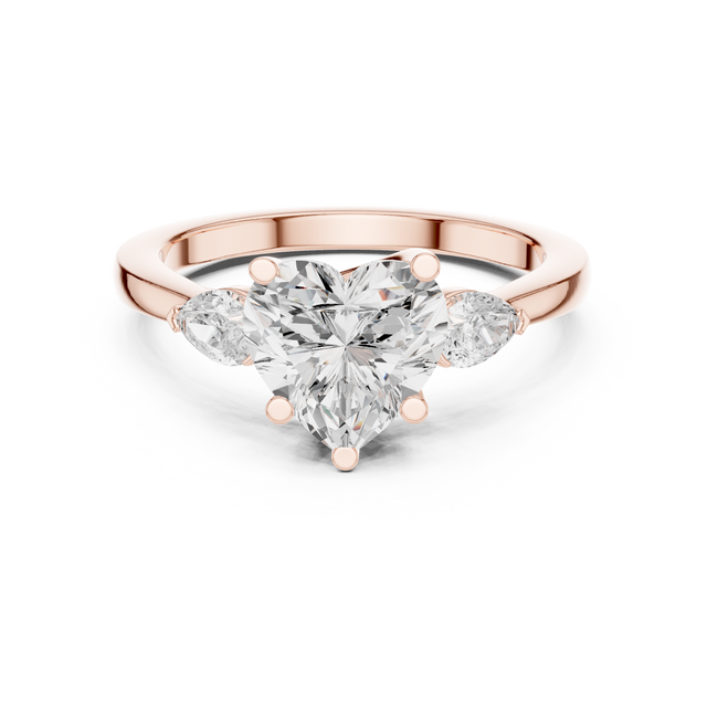 1.81tcw Heart Lab Grown Diamond Side Stone Engagement Ring | IGI Certified | Ethical & Custom